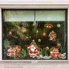 Herbruikbare raamstickers kerst - 1 vel van 60 x 60 cm op een raam van 100 cm breed, op ware grootte