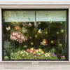 Herbruikbare raamstickers lente - 1 vel van 60 x 60 cm op een raam van 100 cm breed, op ware grootte