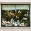 Herbruikbare raamstickers winter - 1 vel van 60 x 60 cm op een raam van 100 cm breed, op ware grootte