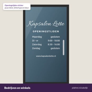 Openingstijden sticker voor deur of raam
