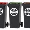 Drie getande stempel-stickers met huisnummer op drie kliko's