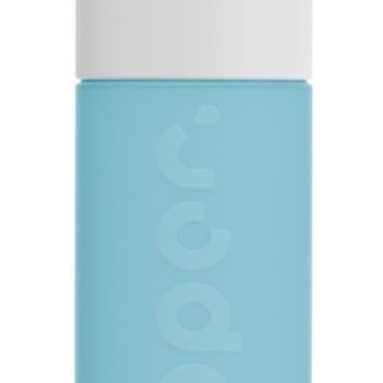 a blue plastic container with a white cap