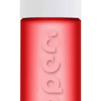 a red bottle with a white lid