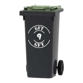 Gft huisnummer sticker - stempel-sticker met GFT en huisnummer op een kliko