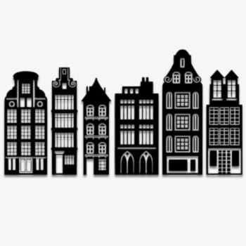 Raamsticker grachtenpanden - raamsticker Amsterdamse grachtenpanden silhouet - Plakhet.nl