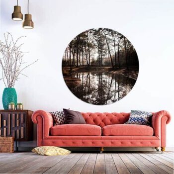 Muurcirkel bos Eese als rond schilderij voor aan de wand