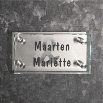 Glazen naambord G3 - glazen naambord van helder glas G3 PlakHet