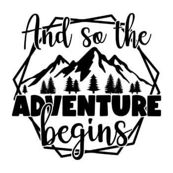 and so the adventure begins sticker: Camper sticker achterkant And so the adventure begins in gesneden vinyl van Plakhet.nl