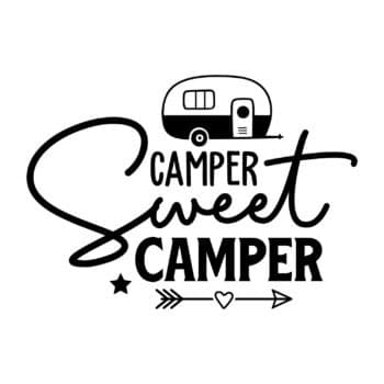 camper sweet camper sticker: Caravan sticker achterkant Camper sweet camper in gesneden vinyl van Plakhet.nl