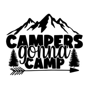 campers gonna camp sticker: Camper sticker achterkant Campers gonna camp in gesneden vinyl van Plakhet.nl