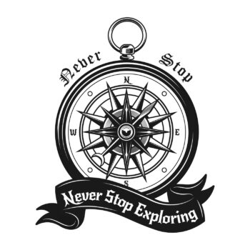 never stop exploring sticker: Kompas sticker Never Stop Exploring in gesneden vinyl van Plakhet.nl