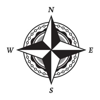 windroos sticker: Kompas sticker windroos met parelrand in gesneden vinyl van Plakhet.nl