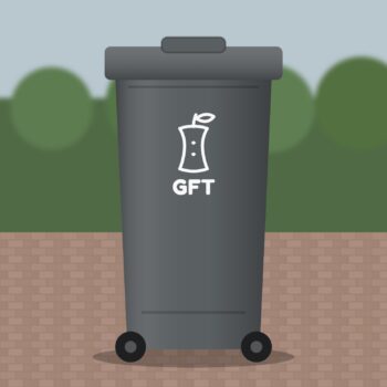 Container sticker gft op een donkere kliko