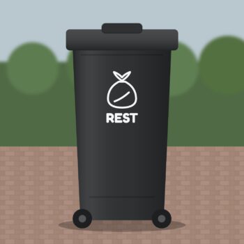 Container sticker restafval op een donkere kliko