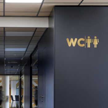 deursticker wc modern goud