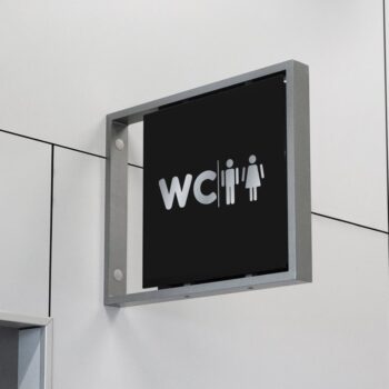 deursticker wc modern zilver bord