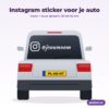 Instagram autosticker met @naam op de achterruit van een auto