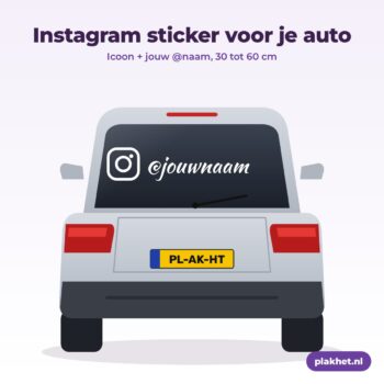 Instagram autosticker met @naam op de achterruit van een auto