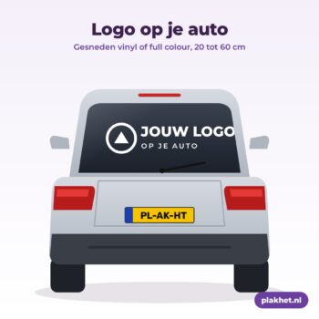 Logo op auto als autosticker op de achterruit