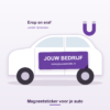Magneetsticker met bedrijfsnaam op het portier van een auto