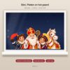 Raamsticker Sinterklaas en Pieten met paard op raam