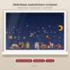 Sinterklaas raamstickers compleet op raam met Sint, stoomboot en huisjes