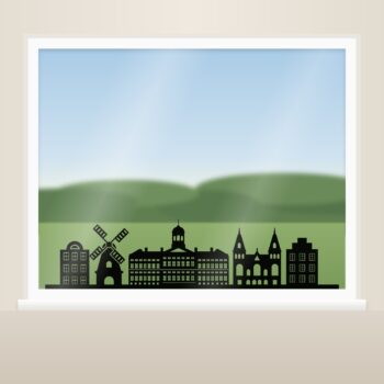 Muursticker Amsterdam skyline als raamsticker op het raam