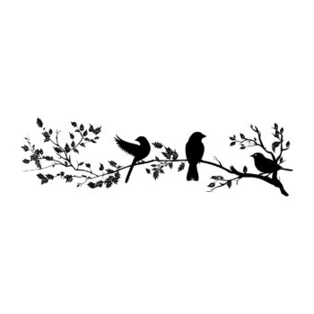 Muursticker drie vogels op een tak ontwerp