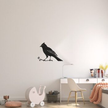 Muursticker kuifvogel boven het bureau in de kinderkamer
