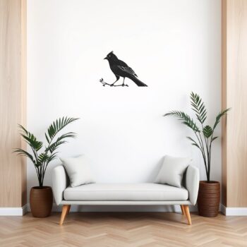 Muursticker kuifvogel boven de bank in de woonkamer