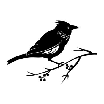 Muursticker kuifvogel op bessentak ontwerp