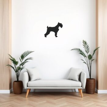 Muursticker schnauzer boven de bank in de woonkamer