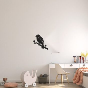 Muursticker spreeuw boven het bureau in de kinderkamer
