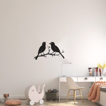 Muursticker zingende vogels boven het bureau in de kinderkamer