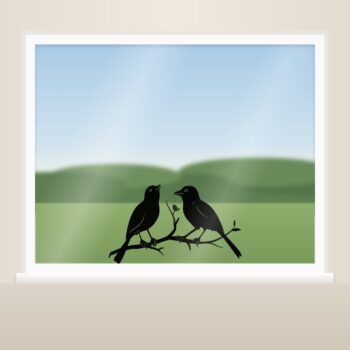 Muursticker zingende vogels als raamsticker op het raam
