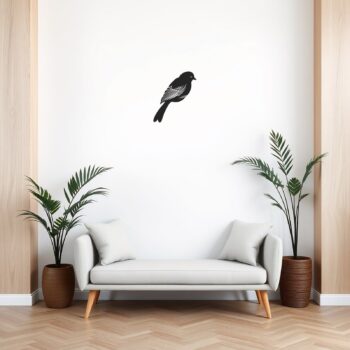 Muursticker vogel gestreepte vleugels boven de bank in de woonkamer