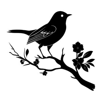 Muursticker vogel op bloementak ontwerp