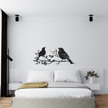 Muursticker vogelpaartje boven het bed in de slaapkamer