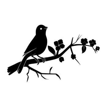 Muursticker vogeltje op bloesemtak ontwerp