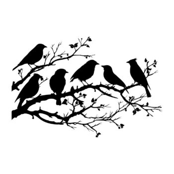 Muursticker zes vogels op een tak ontwerp