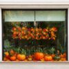 Raamsticker herfstbladeren met het woord HERFST op een etalageraam