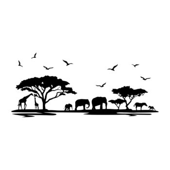 Safari muursticker olifanten en giraffen ontwerp