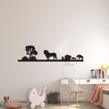 Muursticker leeuw boven het bureau in de kinderkamer