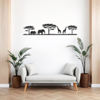 Safari muursticker giraffen boven de bank in de woonkamer