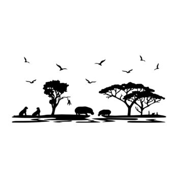 Safari muursticker nijlpaarden ontwerp