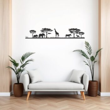 Safari muursticker olifanten boven de bank in de woonkamer