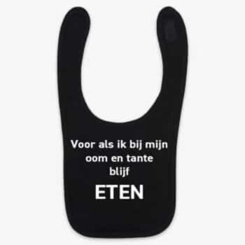 Slabbetje oom en tante - stormit-design-voor als ik bij oom en tante blijf eten zwart