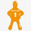 Oranje Plastic Hero sticker met huisnummer op een kliko