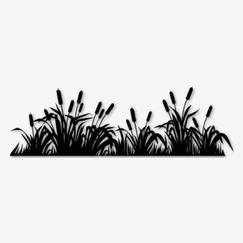 Sticker Rietkraag met lisdodden, zwart silhouet ontwerp van PlakHet.nl