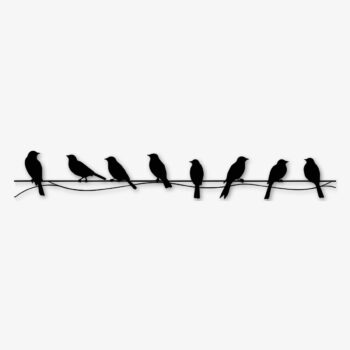 Sticker Vogels op een draad, zwart silhouet ontwerp van PlakHet.nl